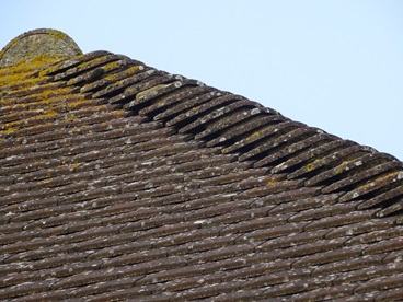 Hip tiles need re-pointing the mortar between was lacking cement.